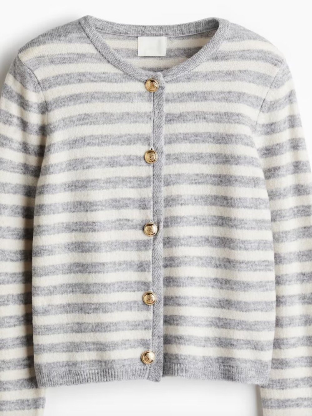 H&M Gray + White Striped Cardigan